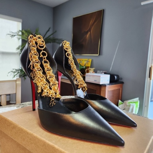 NEW Christian Louboutin Gourmi Pump 100mm Size 40.5 Black Leather - Picture 6 of 11